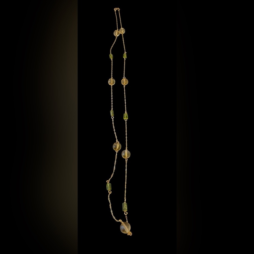 Beautiful 10K Peridot and Citrine Beaded Necklace – Fine Gold Dainty Chain